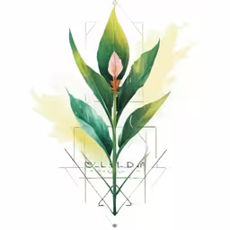 a floral arrangement with geometrics and lines