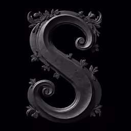 the number 2 is shaped with swirls on black