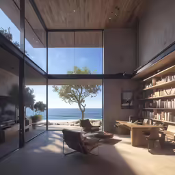 the living room is empty except for a tree