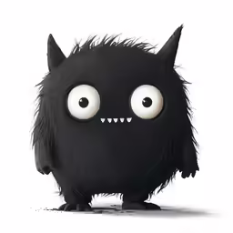 a little black cat with big eyes