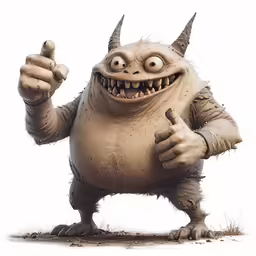 a cartoon character with a weird look giving the thumbs up sign