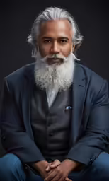 an old man in a suit is posing for a photo