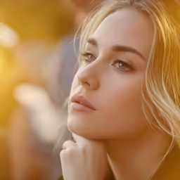 a young woman in the sun gazing