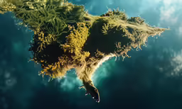 a large green object floating on top of the water