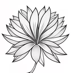 a large flower is shown in this black and white drawing,the outline of a large flower on a white background