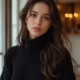 a girl is posing for a photo by the window
