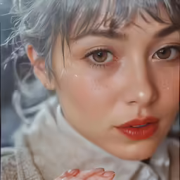 a person with her hand on their chin