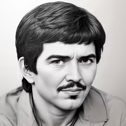 a drawing of a man with a moustache on his face