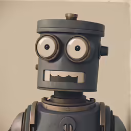 a small robot is shown with large eyes