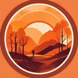 an image of a man walking in the middle of the woods,a poster of a person walking in a park