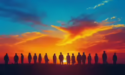 a group of people standing on top of a hill