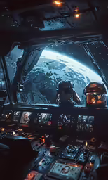 a star wars scene from the cockpit of an airplane