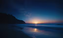 the sun shines brightly over the water at the beach