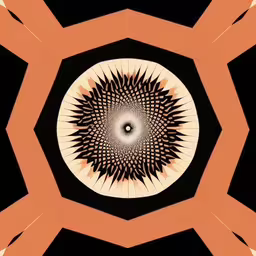 a computer generated image of an orange and black spiral