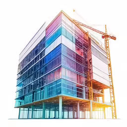 a building with a crane and some buildings