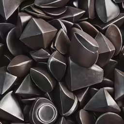 many metal shapes that are metallic