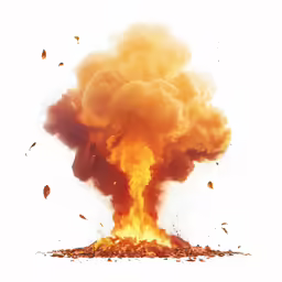 a cloud of orange smoke over a white background