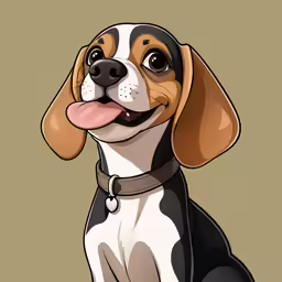 an adorable dog with a brown collar is panting