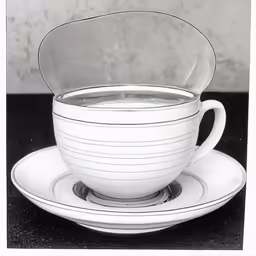 a black and white photo with a bowl of water on the plate