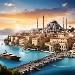 this is a picture of a sea port with boats