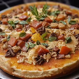 a pizza that has many toppings on it