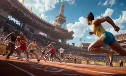 the athletes in a track and field race