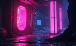 a big dark tunnel with some glowing lights