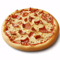 a pizza with cheese and pepperoni on a white table