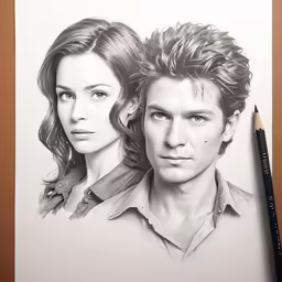 a drawing of two people next to each other