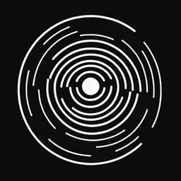 white circle shapes against a black background