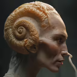 an alien avatar is eating a spaghetti