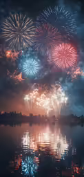 a photo of some bright fireworks on a sky