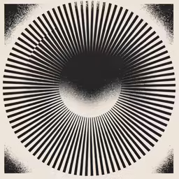 a black and white drawing of a sun on top of black ink