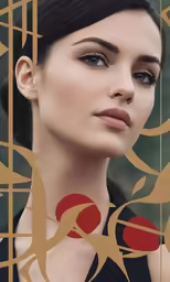 the girl with the golden symbol is staring ahead