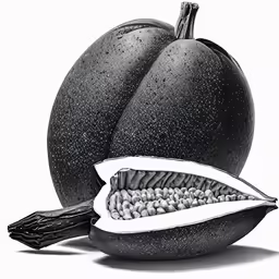 an orange and half of it with some seeds on it