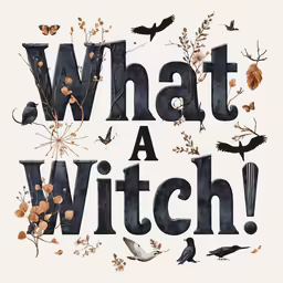 the words what a witch with a bunch of birds