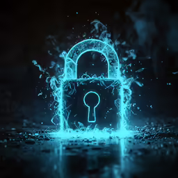 a blue lock with blue smoke coming out