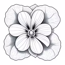 a black and white flower with three petals,a flower with three petals and three petals in the center