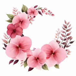 watercolor pink flowers are arranged on top of each other