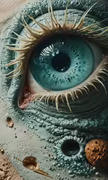 the very large eye of an animal looking into the camera