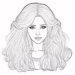 a line drawing of a woman with long, curly hair