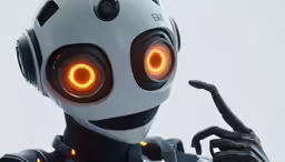 a humanoid figure that is wearing some kind of light up headlight