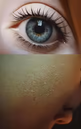 the eyelashes of a woman are reflected in different shades