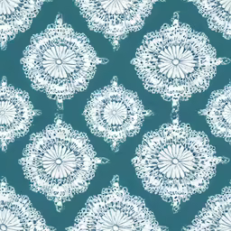 white lace with blue background in this photo