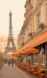 eiffel tower in the distance, paris, france