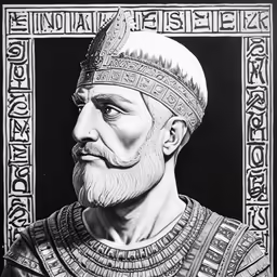 an old man wearing a headdress and beard