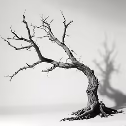 black and white photo of a lone tree against a background