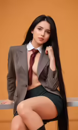 this is an image of a sexy woman in a skirt and jacket