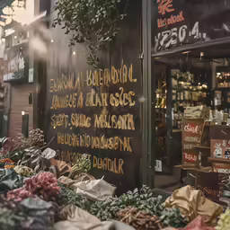 a store front that sells lots of fruit and vegetables