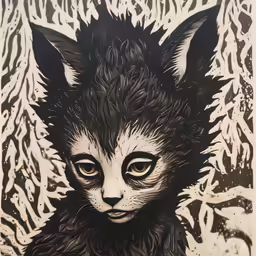 there is an illustration of a cat with the face partially obscured